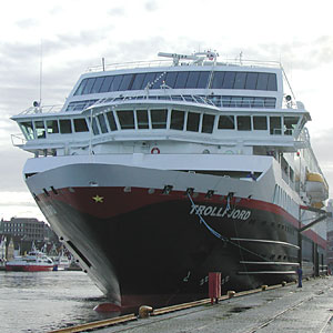 Trollfjord is one of the Hurtigruten Norwegian Coastal Voyage ships